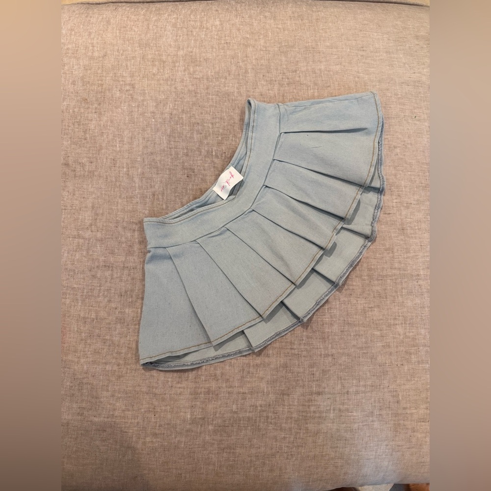 New Pleated mini denim Skirt-shorts size S - super mini / coquette